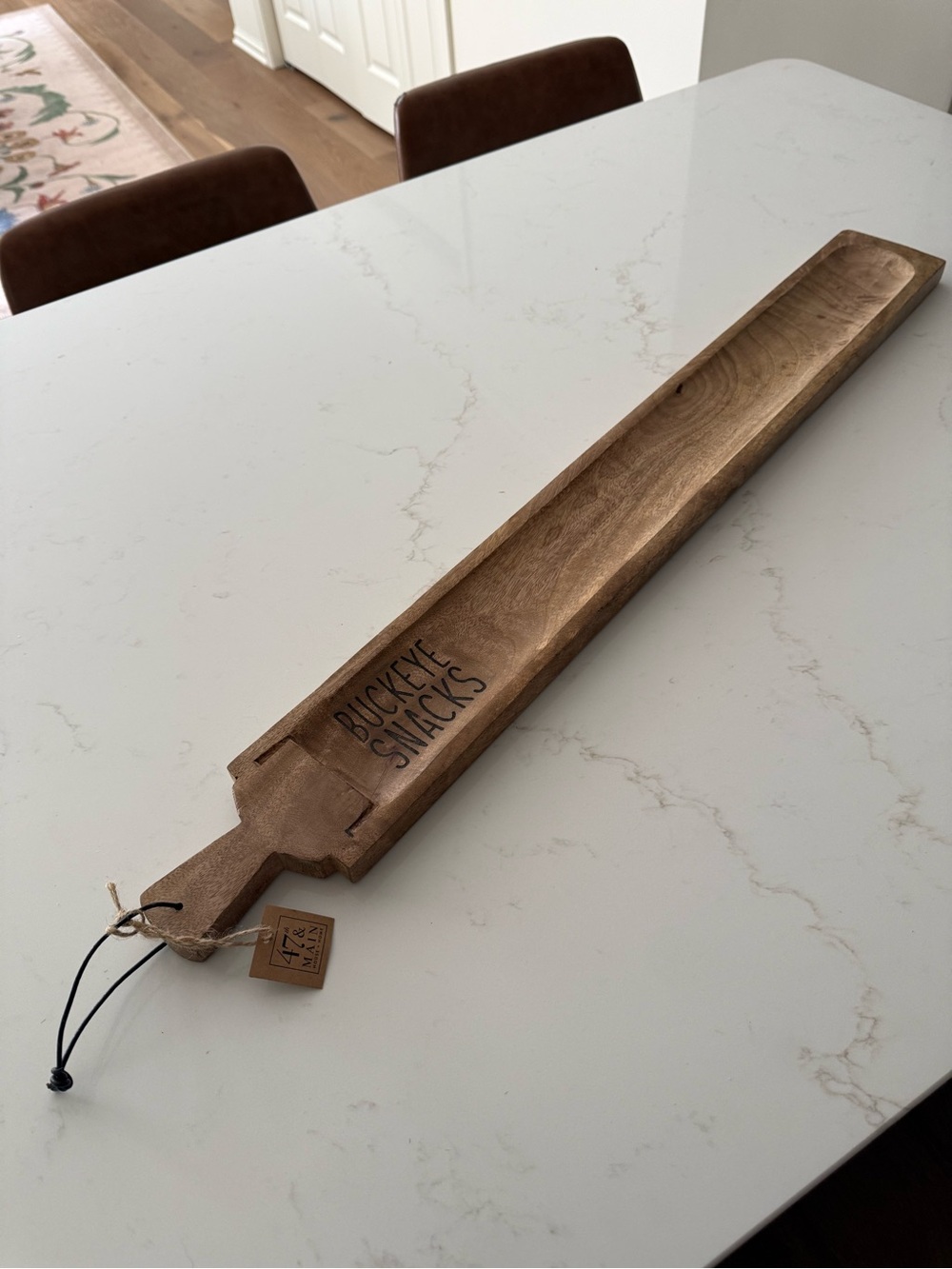 NWT HTF “Buckeye Snacks” embossed mango wood cheese charcuterie board